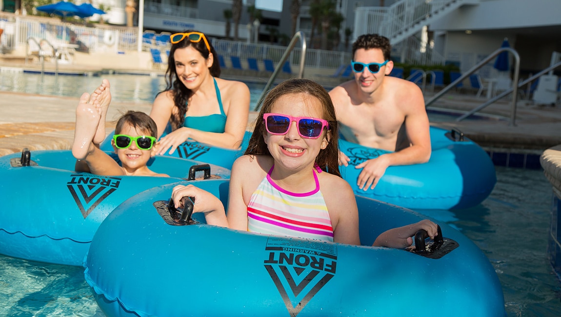 Family in the lazy river