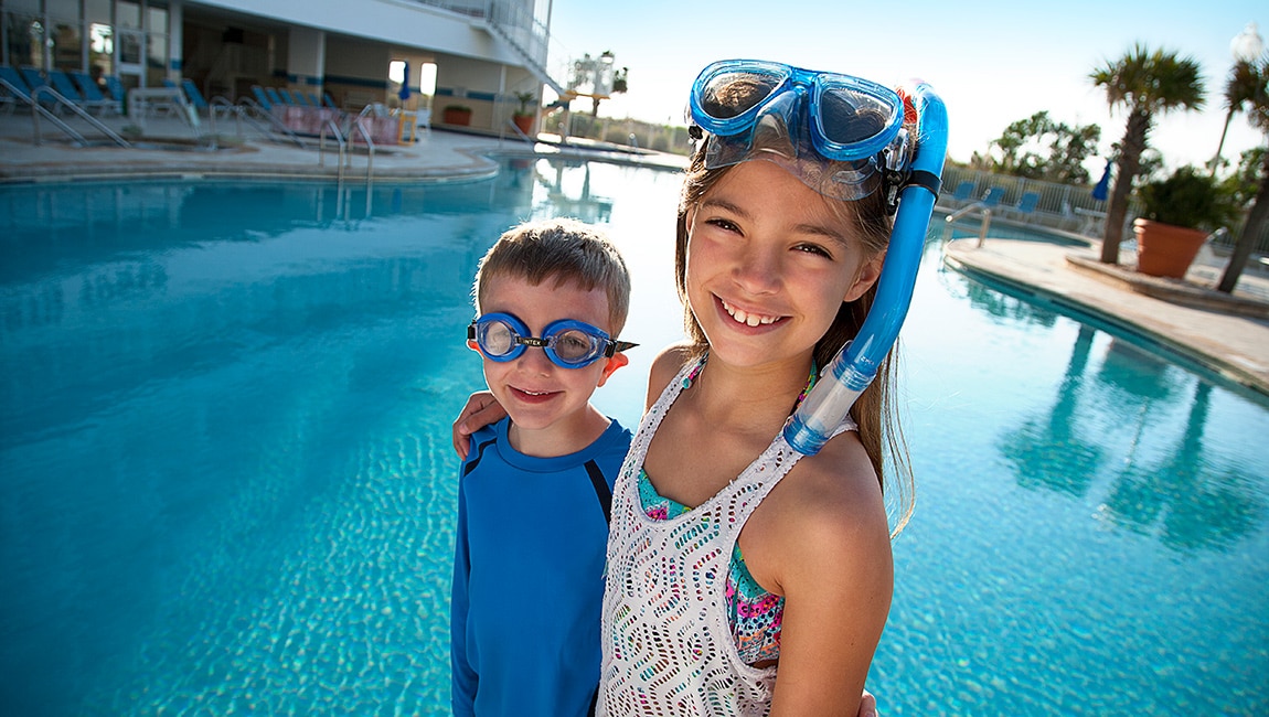 Kids by pool