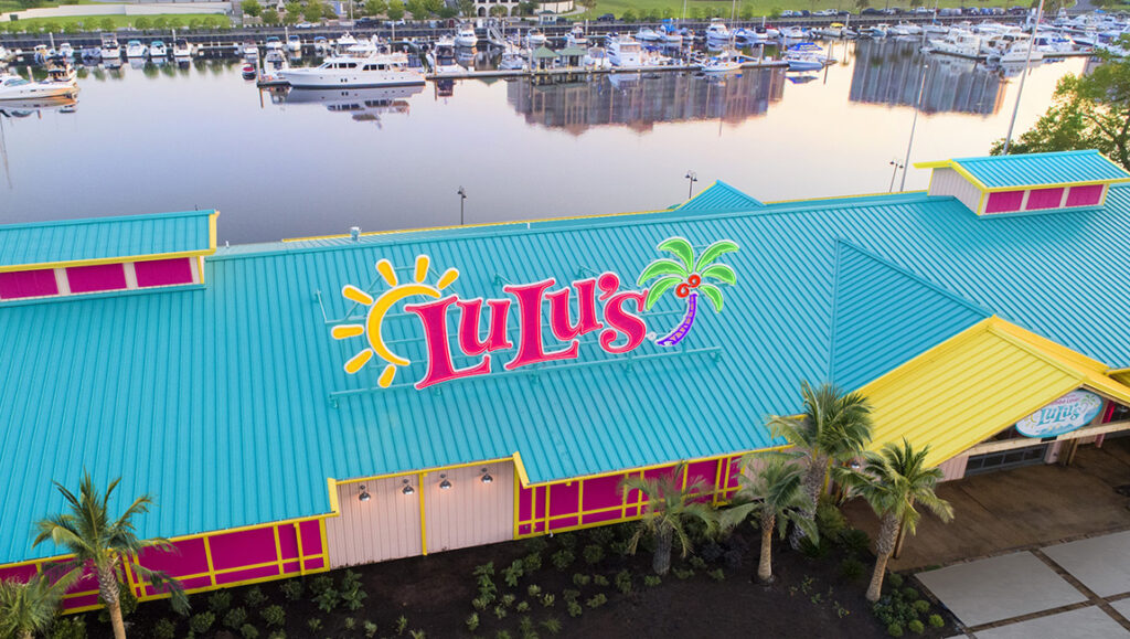 LuLus restaurant with waterway behind it